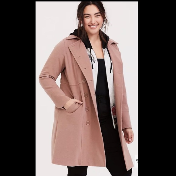 NWT Torrid size 4 Taupe Double-Breasted Coat - Picture 2 of 9